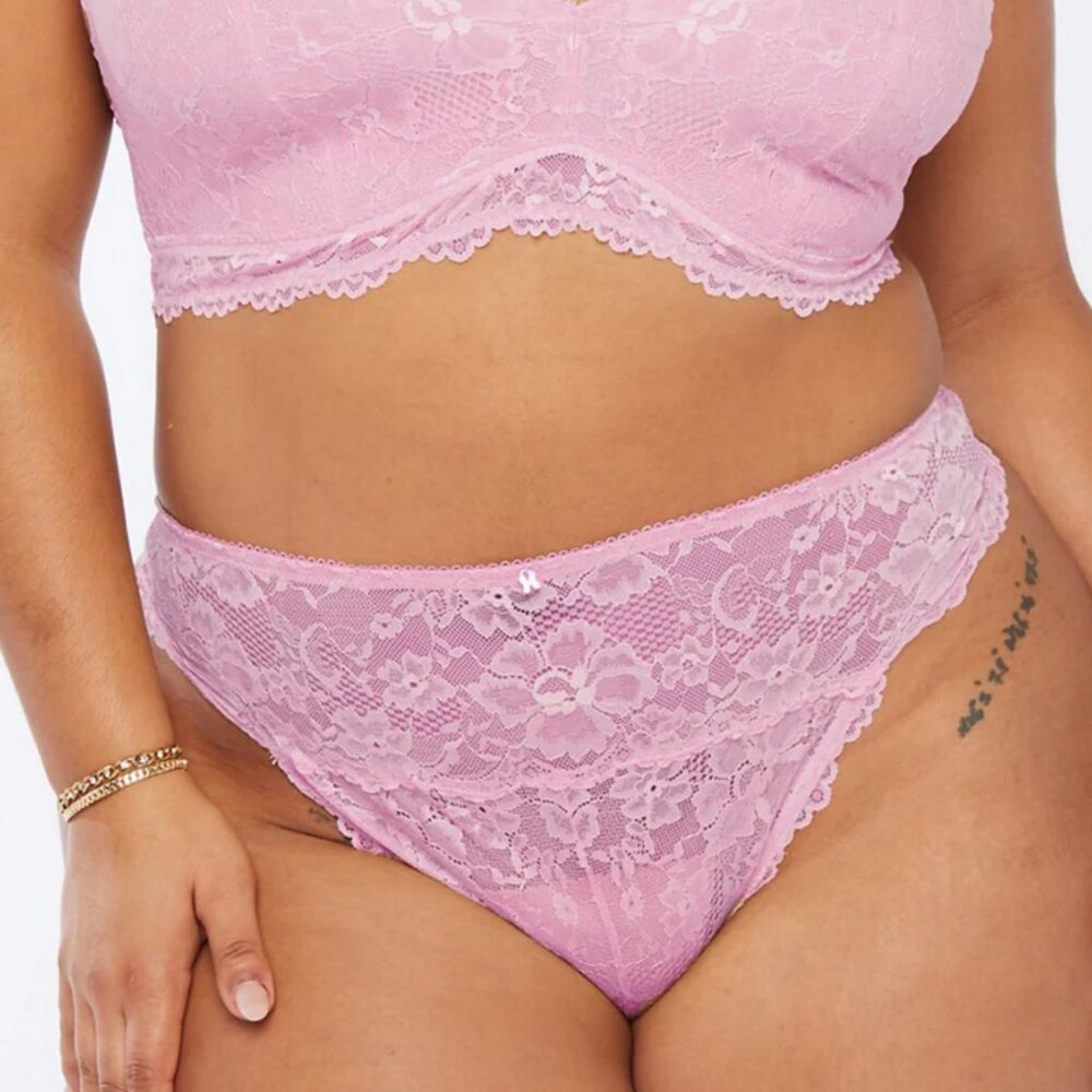 Set of 2 Savage x Fenty Floral Lace High Waist Thong Panty Pink